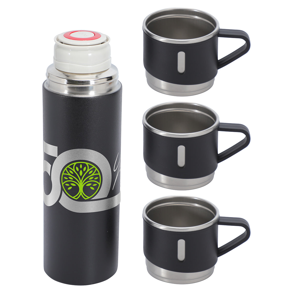 Black 4-Piece Bottle & Cup Gift Set
