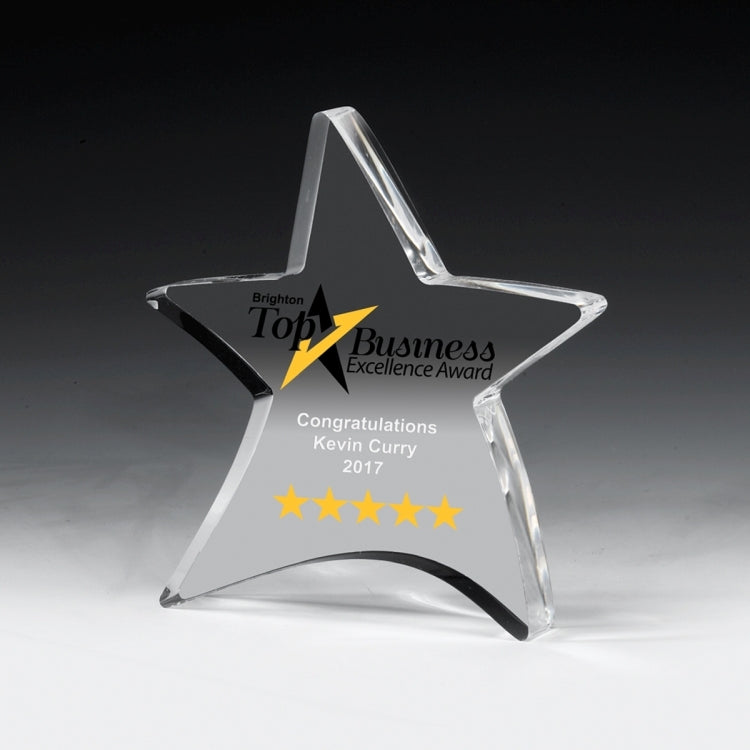 Laser Engraved Thick Moving Star Paperweight (4 1/2"x 5")