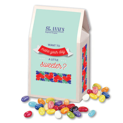 Jelly Belly Jelly Beans in Gable Top Gift Box with Full Color Imprint