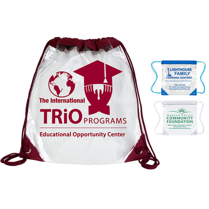 Blue “Harris” Clear Vinyl Stadium Compliant Cinch Pack Backpack