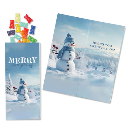 One Color Foil-Stamped Stock Snowman Sweeter Cards with Albanese Gummi Bears