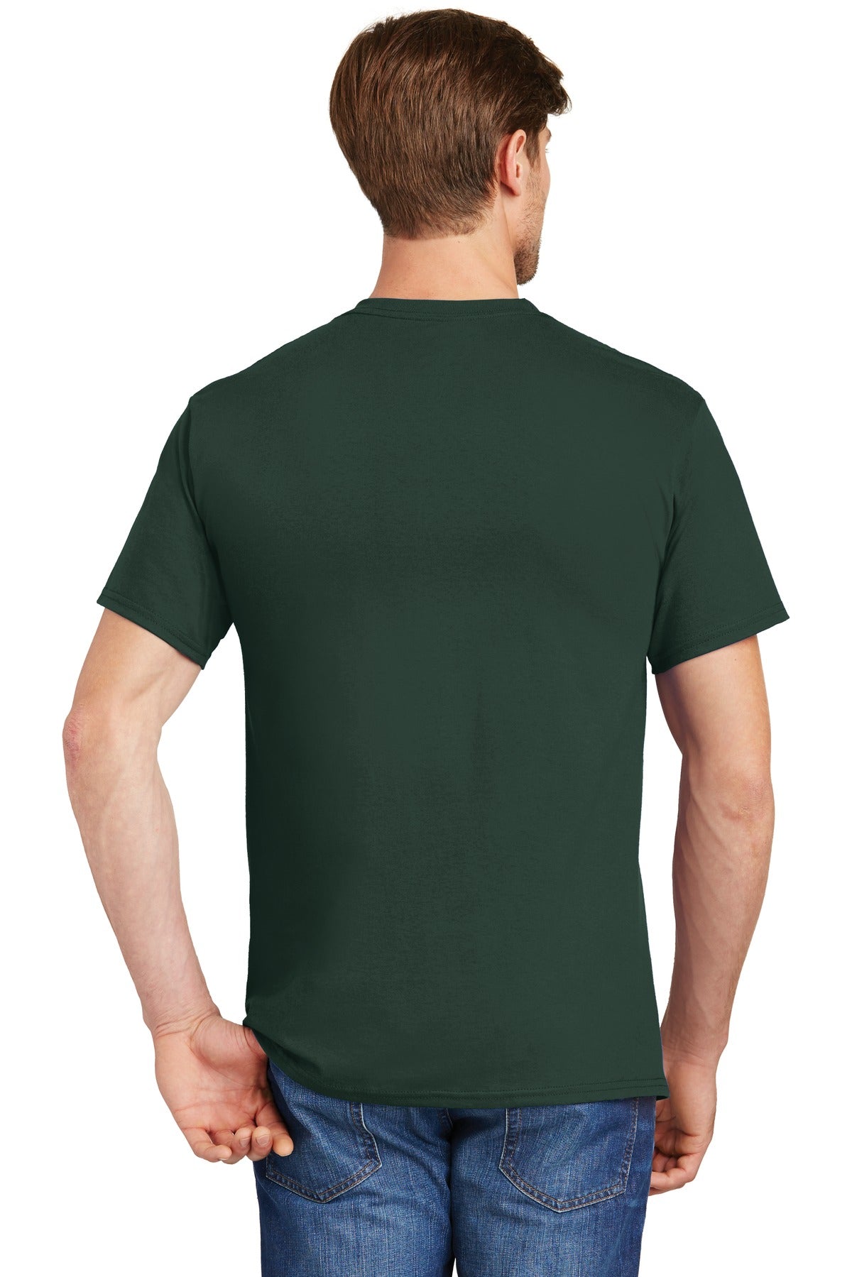 Deep Forest Hanes - Authentic 100% Cotton T-Shirt with Pocket. 5590