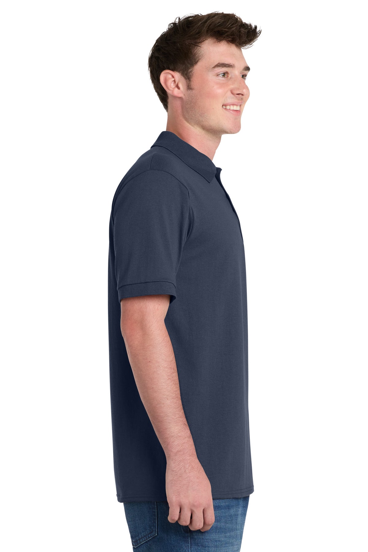 Deep Navy Port & Company Core Blend Jersey Knit Pocket Polo. KP55P