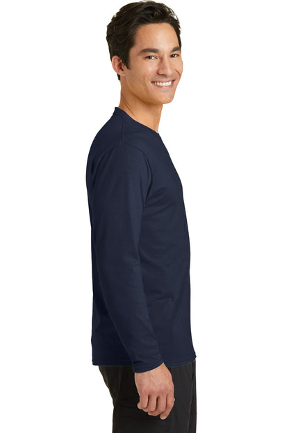 Deep Navy Port & Company Long Sleeve Performance Blend Tee. PC381LS