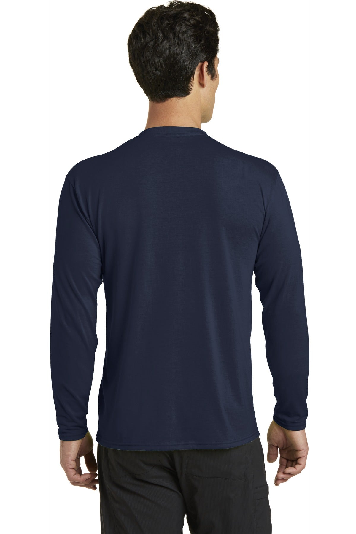 Deep Navy Port & Company Long Sleeve Performance Blend Tee. PC381LS