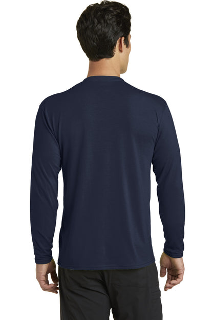 Deep Navy Port & Company Long Sleeve Performance Blend Tee. PC381LS