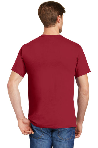 Deep Red Hanes - Authentic 100% Cotton T-Shirt with Pocket. 5590