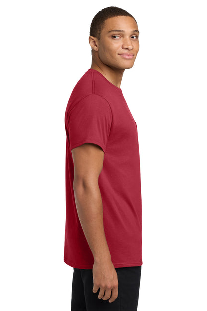 Deep Red Hanes - Authentic 100% Cotton T-Shirt with Pocket. 5590