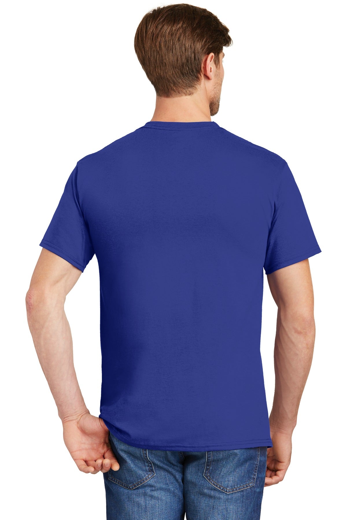Deep Royal Hanes - Authentic 100% Cotton T-Shirt with Pocket. 5590