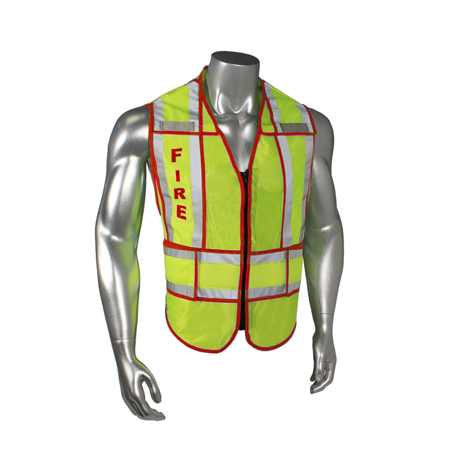 LHV-207-SPT Class 2 Breakaway Vest - Fire - Red Trim - Green - Size M-XL