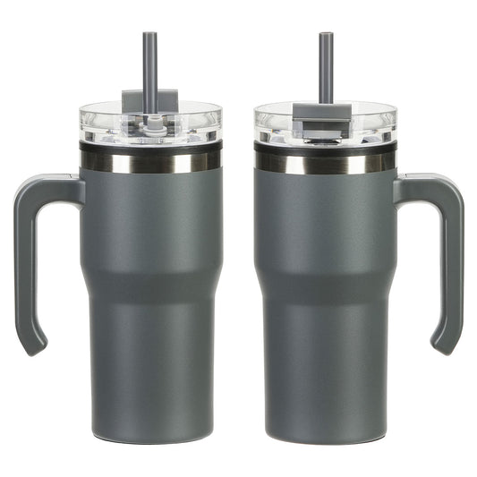 Outback 20 oz Stainless Steel/Polypropylene Mug with Lid and Straw