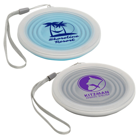 Light Blue Groove 9 oz Collapsible Silicone Cup with Lid