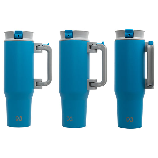 Black NAYAD® Genesis 40 oz Stainless Steel Double-Wall Mug with Foldable Handle