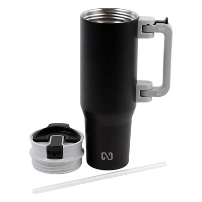 Black NAYAD® Genesis 40 oz Stainless Steel Double-Wall Mug with Foldable Handle