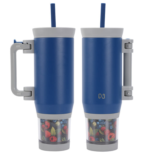 NAYAD® Quest 23 oz Stainless Steel Double-Wall Mug with Foldable Handle & Snack Cup