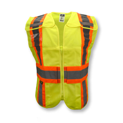 SV24-2 Type R Class 2 Breakaway Expandable Two Tone Mesh Safety Vest - Green - Size 3X-5X