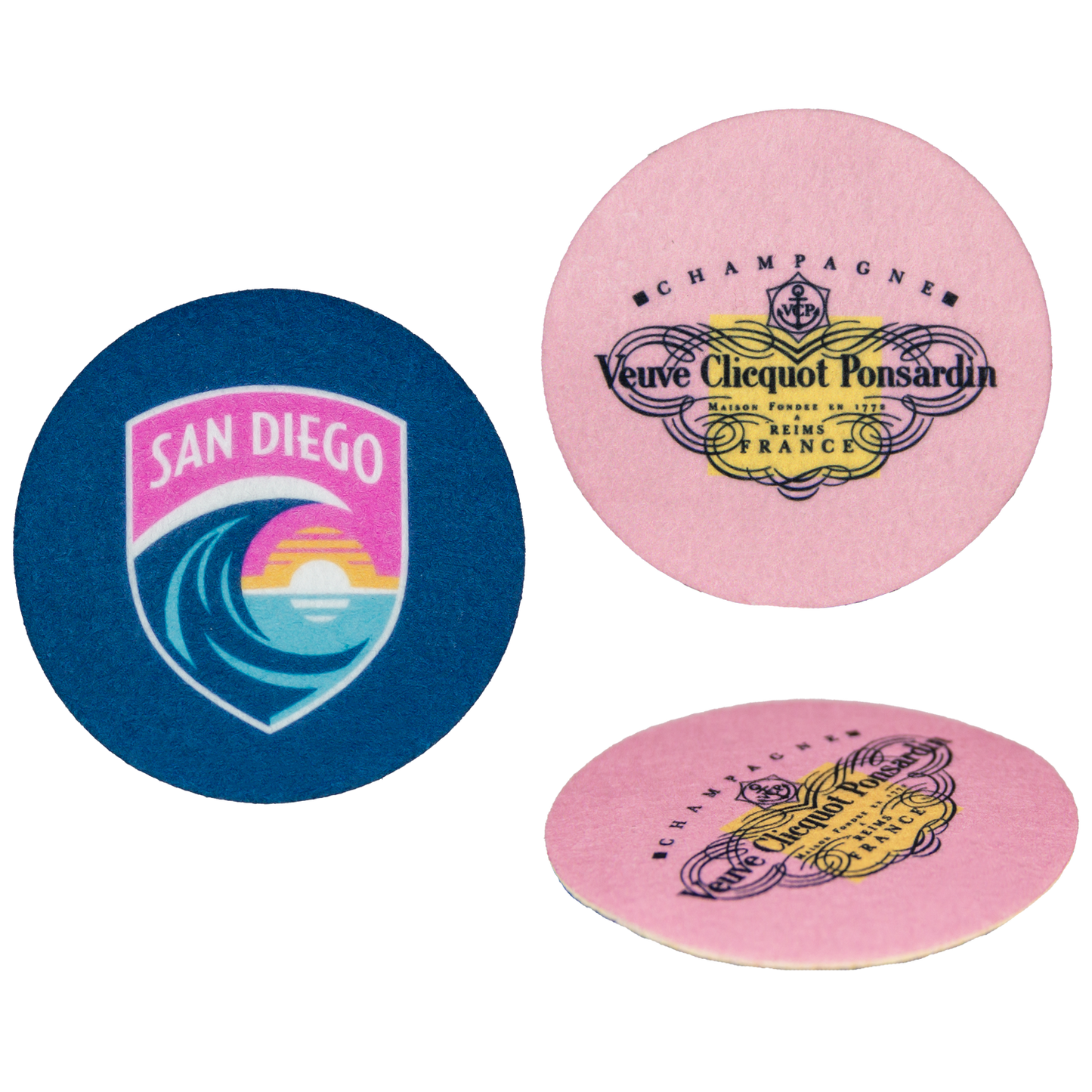 White Dot Full Color Felt Coaster