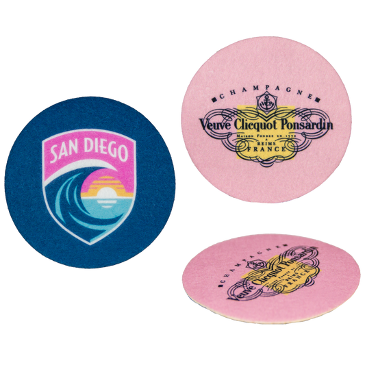 White Dot Full Color Felt Coaster