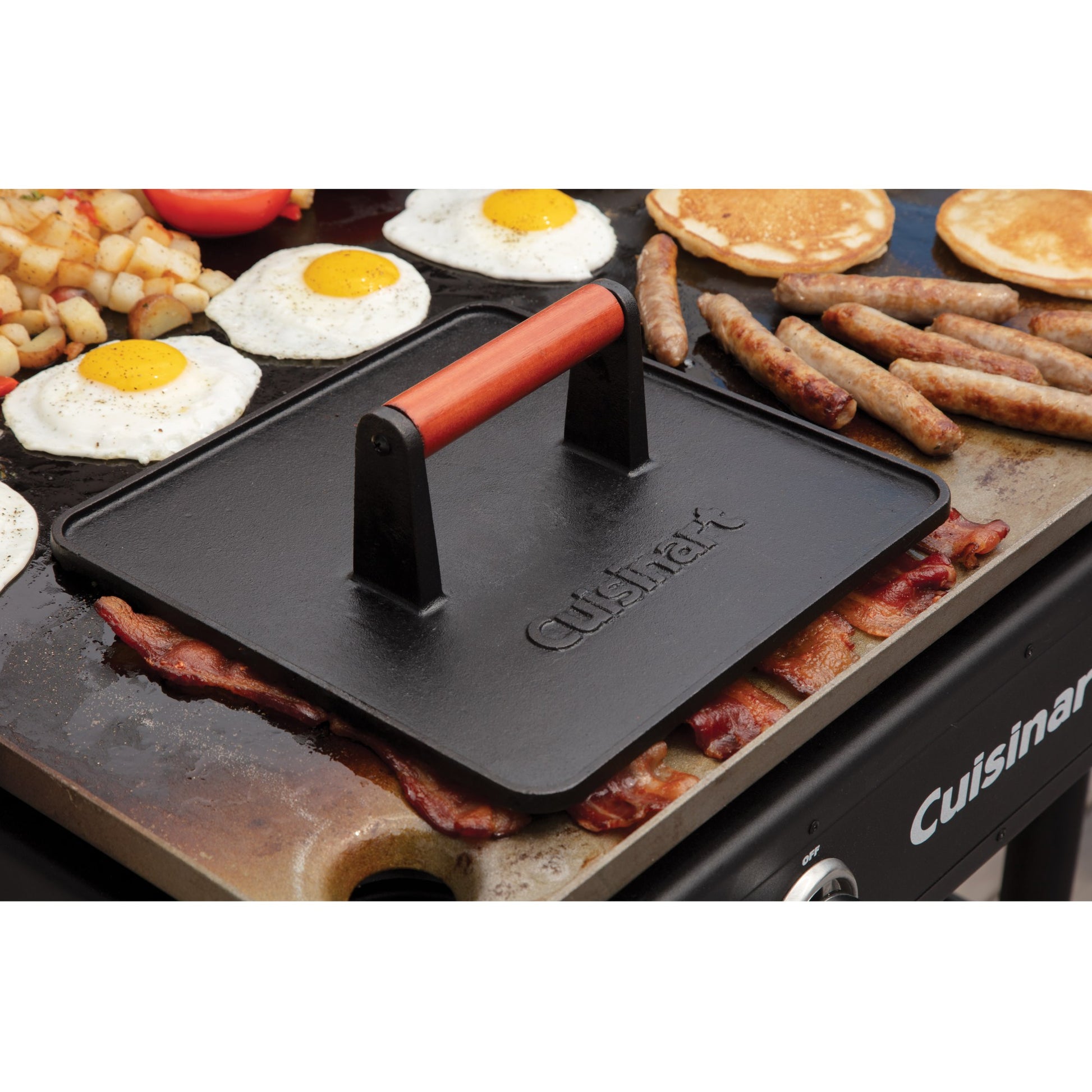 Black Cuisinart Outdoors™ XL Cast Iron Griddle Press