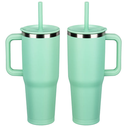 SENSO® Summit 40 oz Insulated Stainless Steel Travel Mug with Press-In Straw Lid