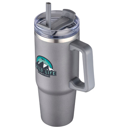 Aqua Blue Milo 30 oz Vacuum Insulated Stainless Steel Mug with Straw