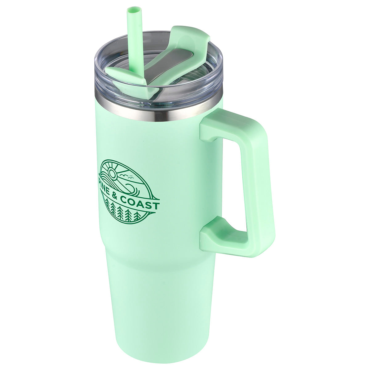 Aqua Blue Milo 30 oz Vacuum Insulated Stainless Steel Mug with Straw