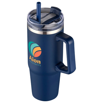 Aqua Blue Milo 30 oz Vacuum Insulated Stainless Steel Mug with Straw