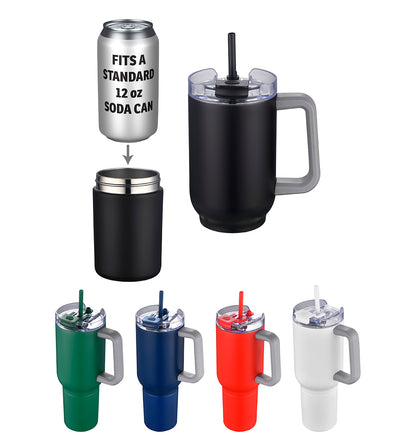 Black Novo Combo 20 oz Vacuum Insulated Stainless Steel Mug and Screw-On 12 oz Can Cooler