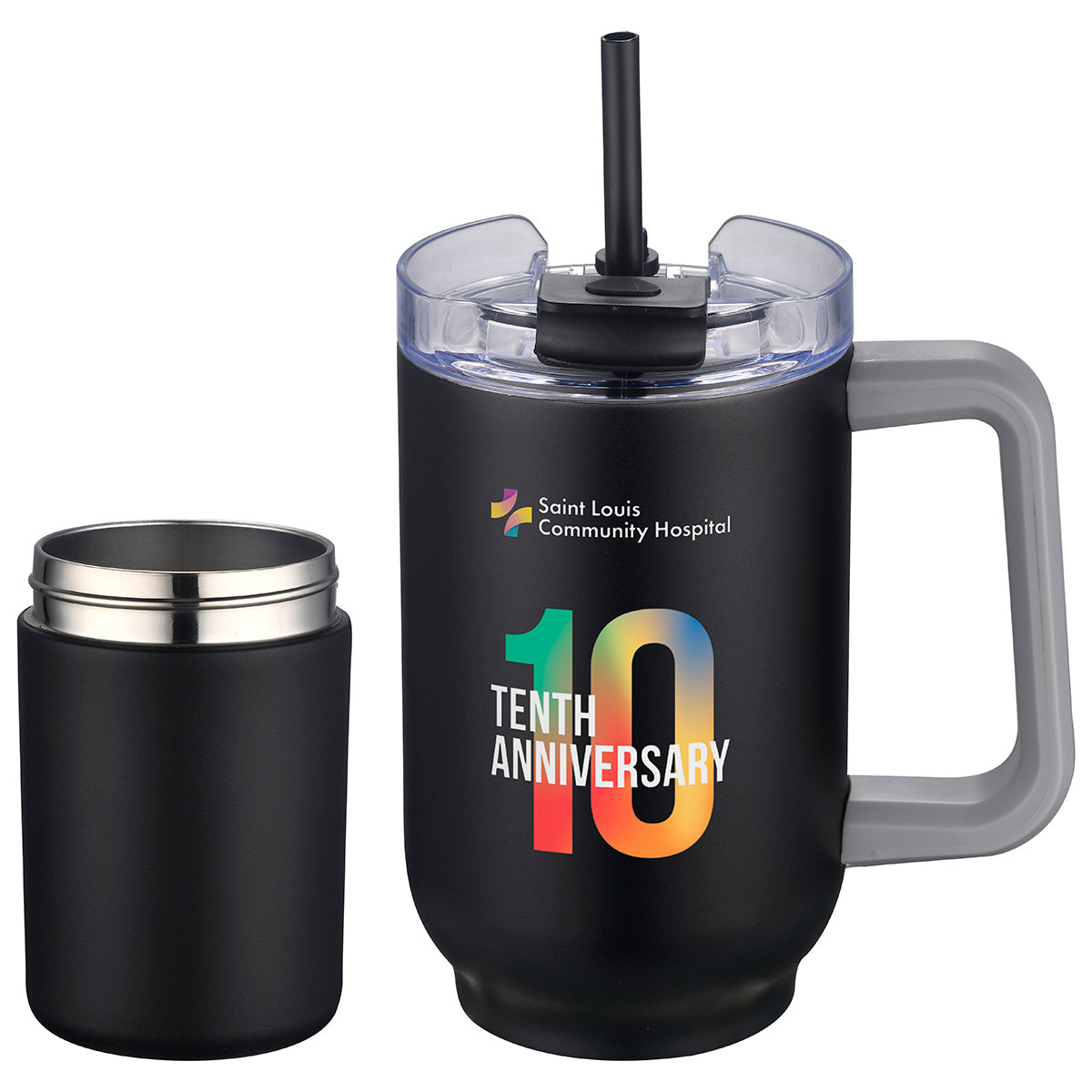 Black Novo Combo 20 oz Vacuum Insulated Stainless Steel Mug and Screw-On 12 oz Can Cooler