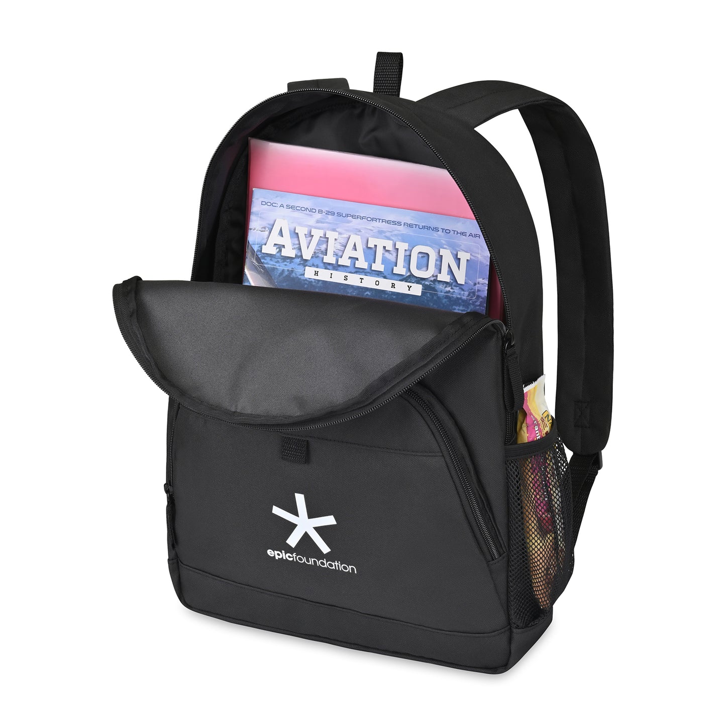 Black Repeat Recycled Poly Backpack