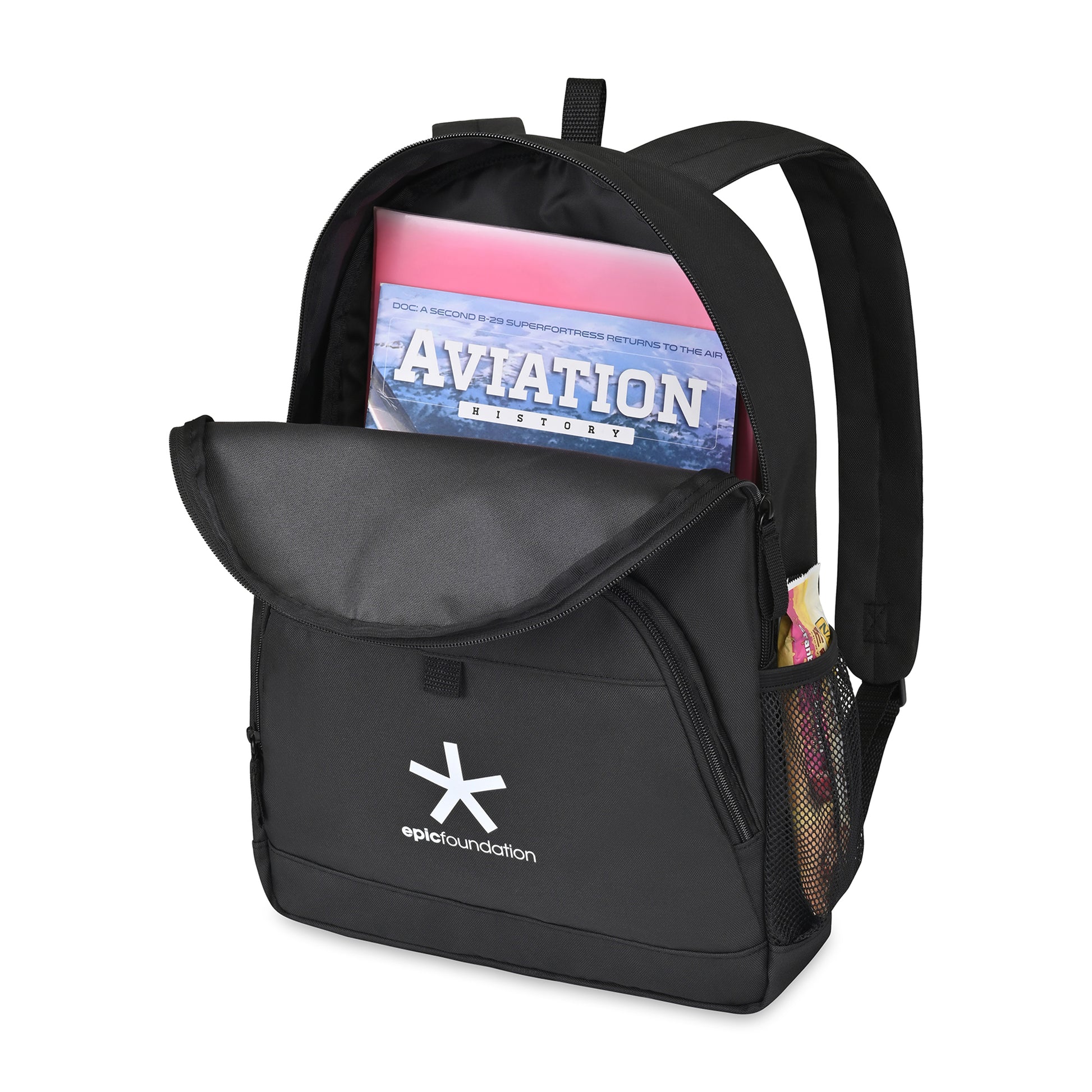 Black Repeat Recycled Poly Backpack