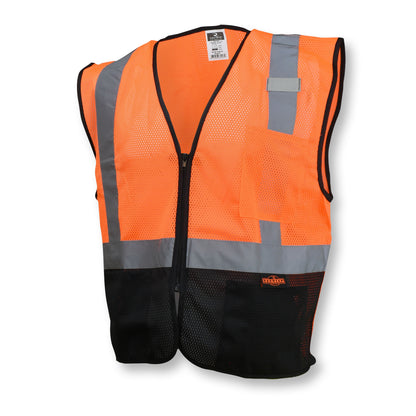 SV3B Black Bottom Economy Mesh Safety Vest - Orange/Black Bottom - Size  XL