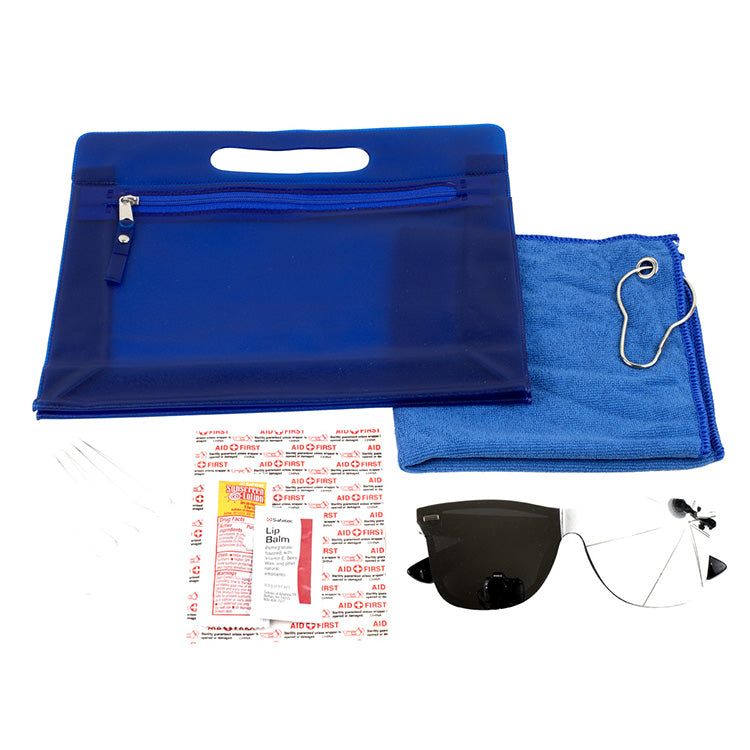 "LAYOVER" 16 Piece Golf Kit in Travel Pack with Components inserted into Zipper Kit