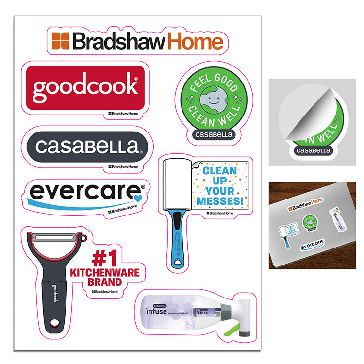 "CustomCut ™"Full Color Custom Shape Removable Vinyl Sticker Sheets (6"x 8")