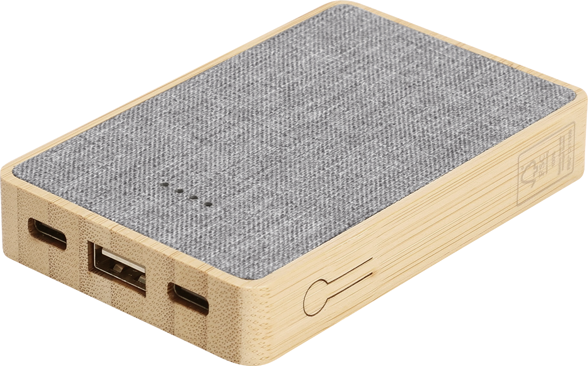 Dual Port Bamboo/rPET Powerbank 5,000mAh
