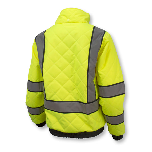 SJ930-3ZGW Women's Class 3 Quilted Bomber Jacket - Green - Size 2X