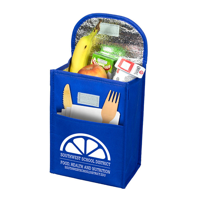 7”W x 10”H x 5”Gusset - "ARCTIC CHILL" Tall Insulated Cooler Lunch Tote with Hook & Loop Closure