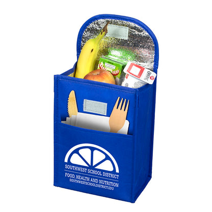 7”W x 10”H x 5”Gusset - "ARCTIC CHILL" Tall Insulated Cooler Lunch Tote with Hook & Loop Closure