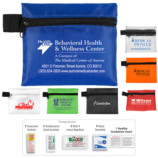 Red 'Stay Safe Kit' 4 Piece Insect Repellent Kit in Zipper Pouch