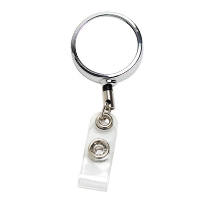30" Cord Chrome Solid Metal Retractable Badge Reel and Badge Holder with Laser Imprint Only