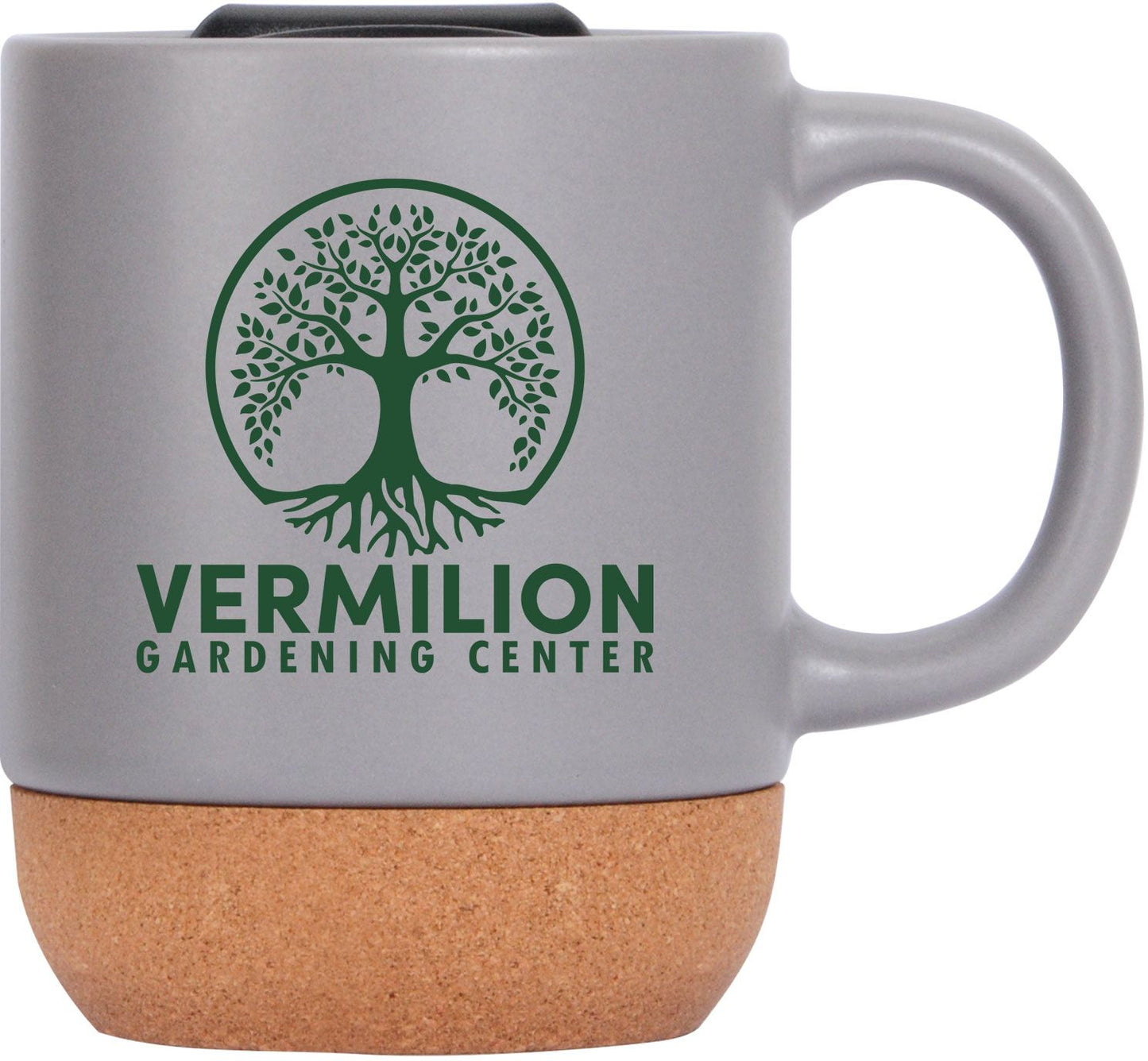 CORK BOTTOM CERAMIC MUG 13 OZ WITH LID