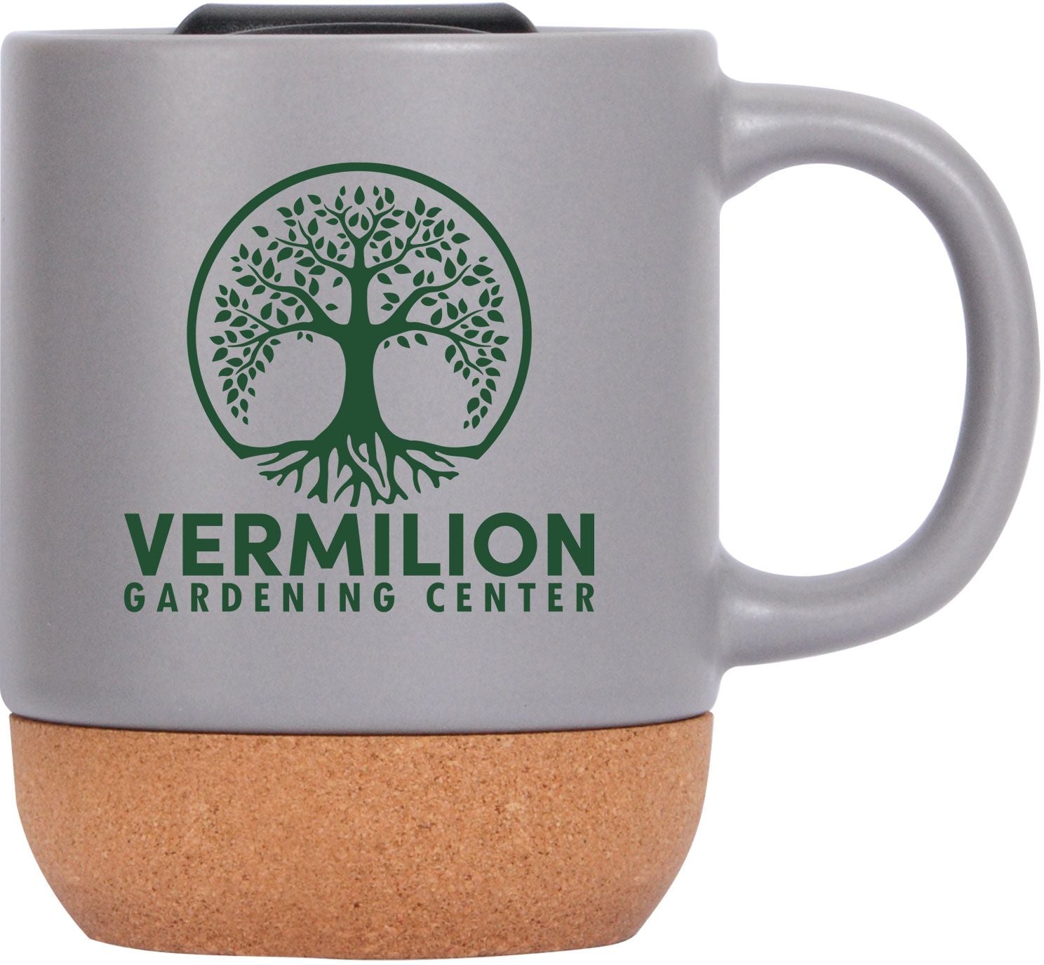 CORK BOTTOM CERAMIC MUG 13 OZ WITH LID