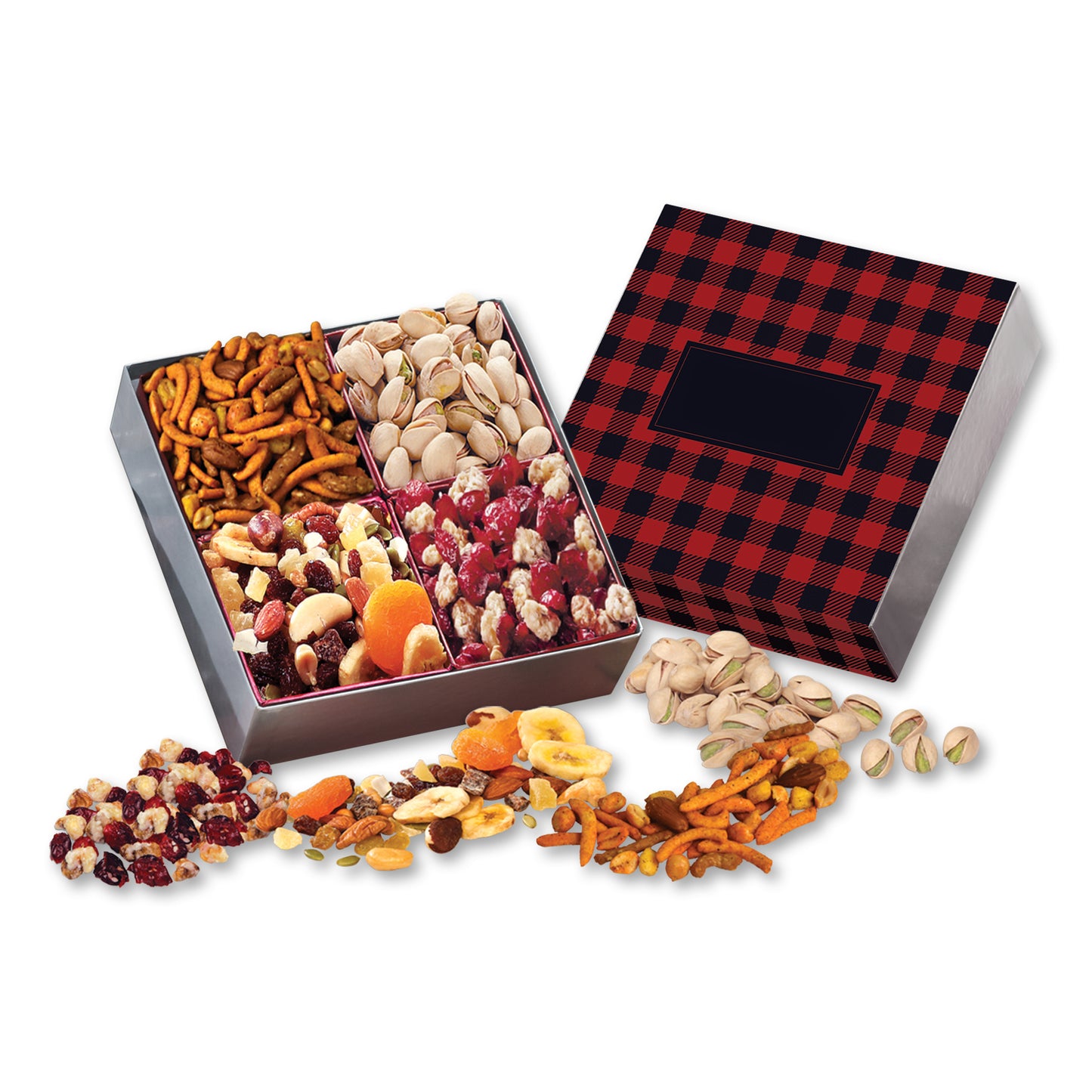 Gift Box with Gourmet Treats with Plaid Sleeve