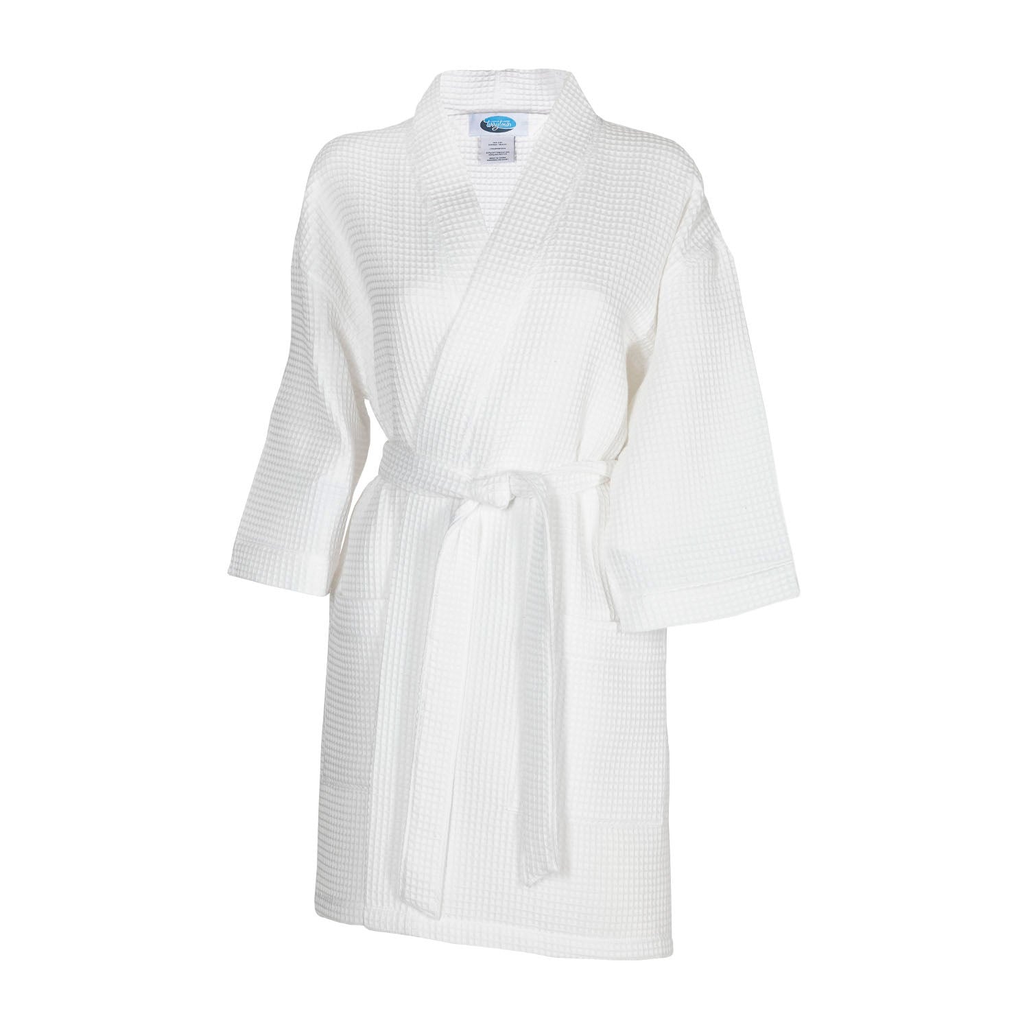 Thigh Length Waffle Weave Kimono Robe