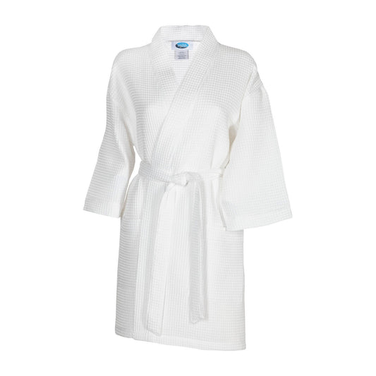 Thigh Length Waffle Weave Kimono Robe