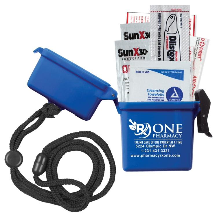 "EZ CARRY KIT 2" 8 Piece First Aid Sun Kit Eight Components Inserted Into Hard Plastic Hinged Top Wa