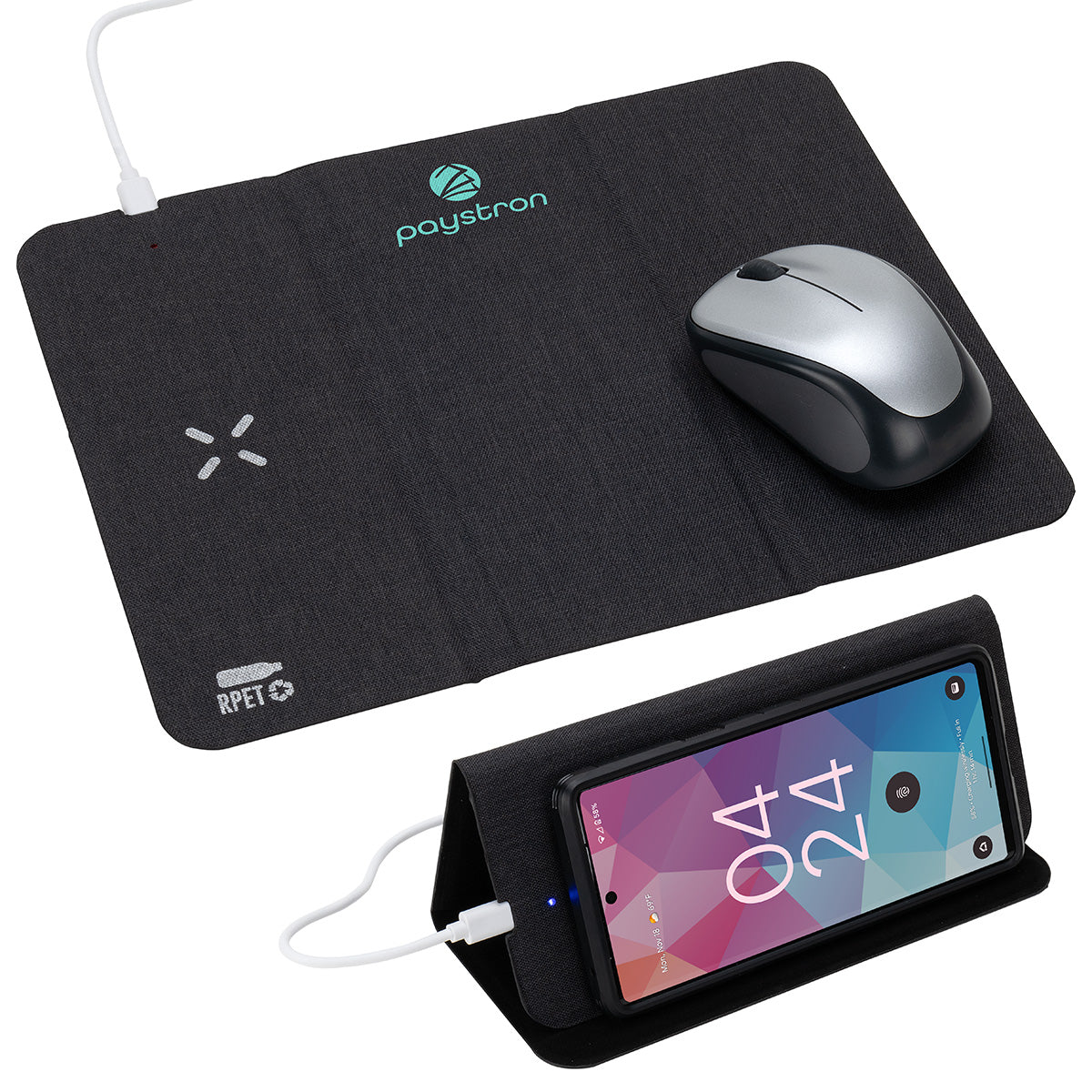 Black Acadia RPET Mouse Pad with 15W Wireless Charger