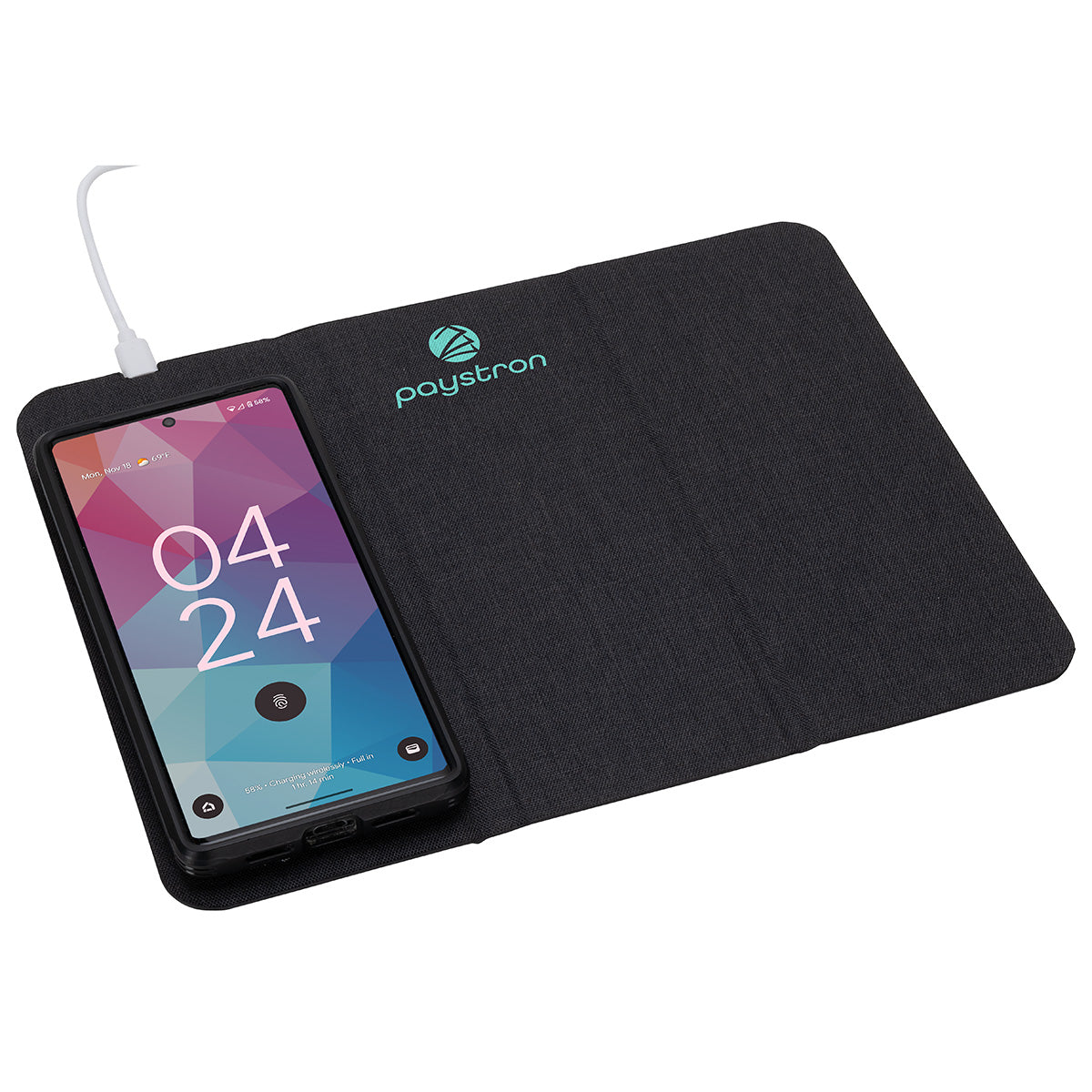 Black Acadia RPET Mouse Pad with 15W Wireless Charger