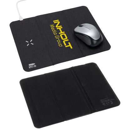 Black Acadia RPET Mouse Pad with 15W Wireless Charger
