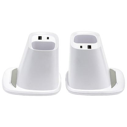 White Annex Wireless Charging Stand with Dual Ports & Pen Holder